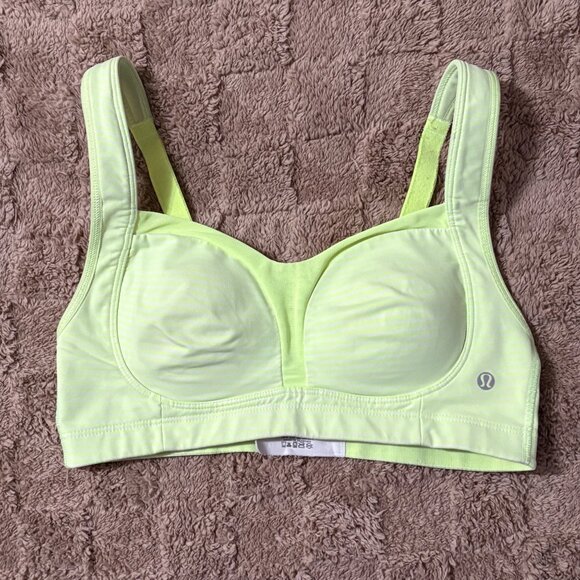 EXCELLENT Lululemon Ta Ta Tamer II Sports Bra 34C Stripe Mint Adjustable Straps - Picture 2 of 8